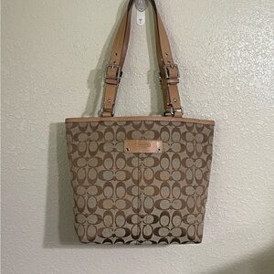 Coach Tan and Brown Signature Tote